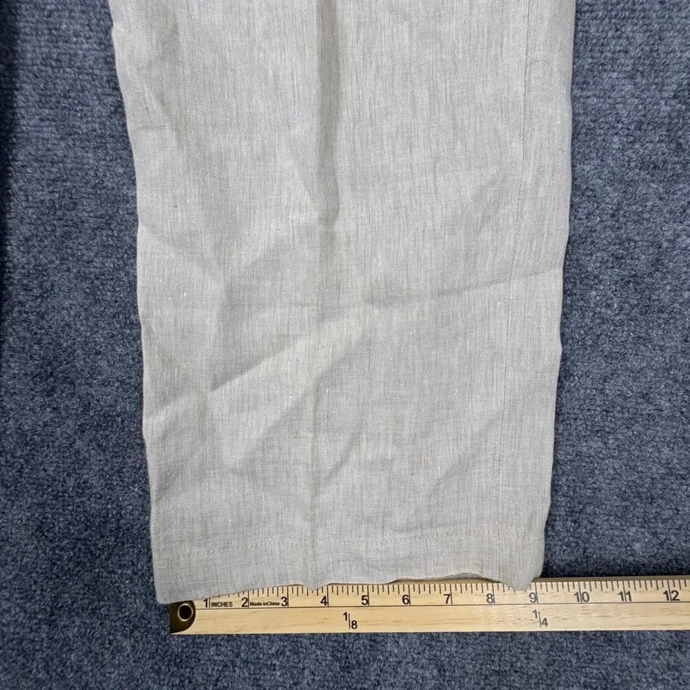 Haspel Mens 36R Oatmeal Beige 100% Linen Oxford Plain Front Trousers Pants 36x29